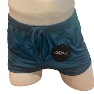 Andrew Christian Sensual Rib Resort Shorts 2" Inseam Teal Large